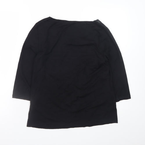 Marks and Spencer Women's Black Size 14 3/4 Sleeve Scoop Neck Stretch Blouse