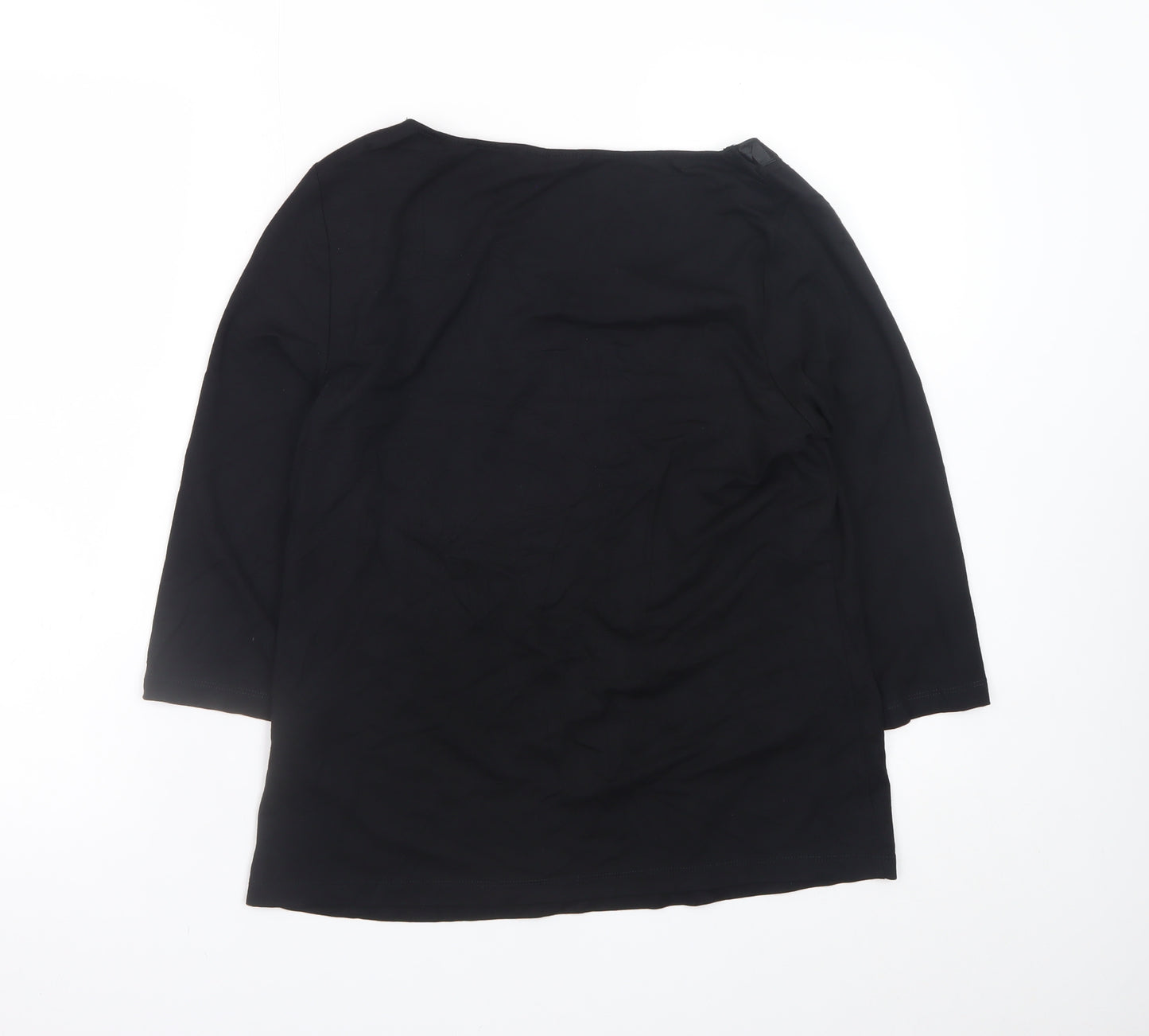 Marks and Spencer Women's Black Size 14 3/4 Sleeve Scoop Neck Stretch Blouse