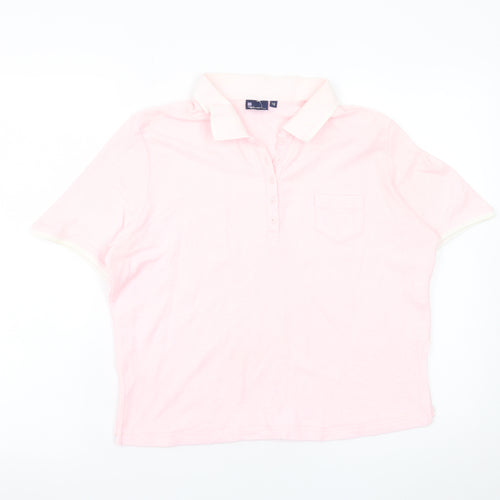 Dash Women Pink Cotton Polo Shirt Size 16 Short Sleeve Casual