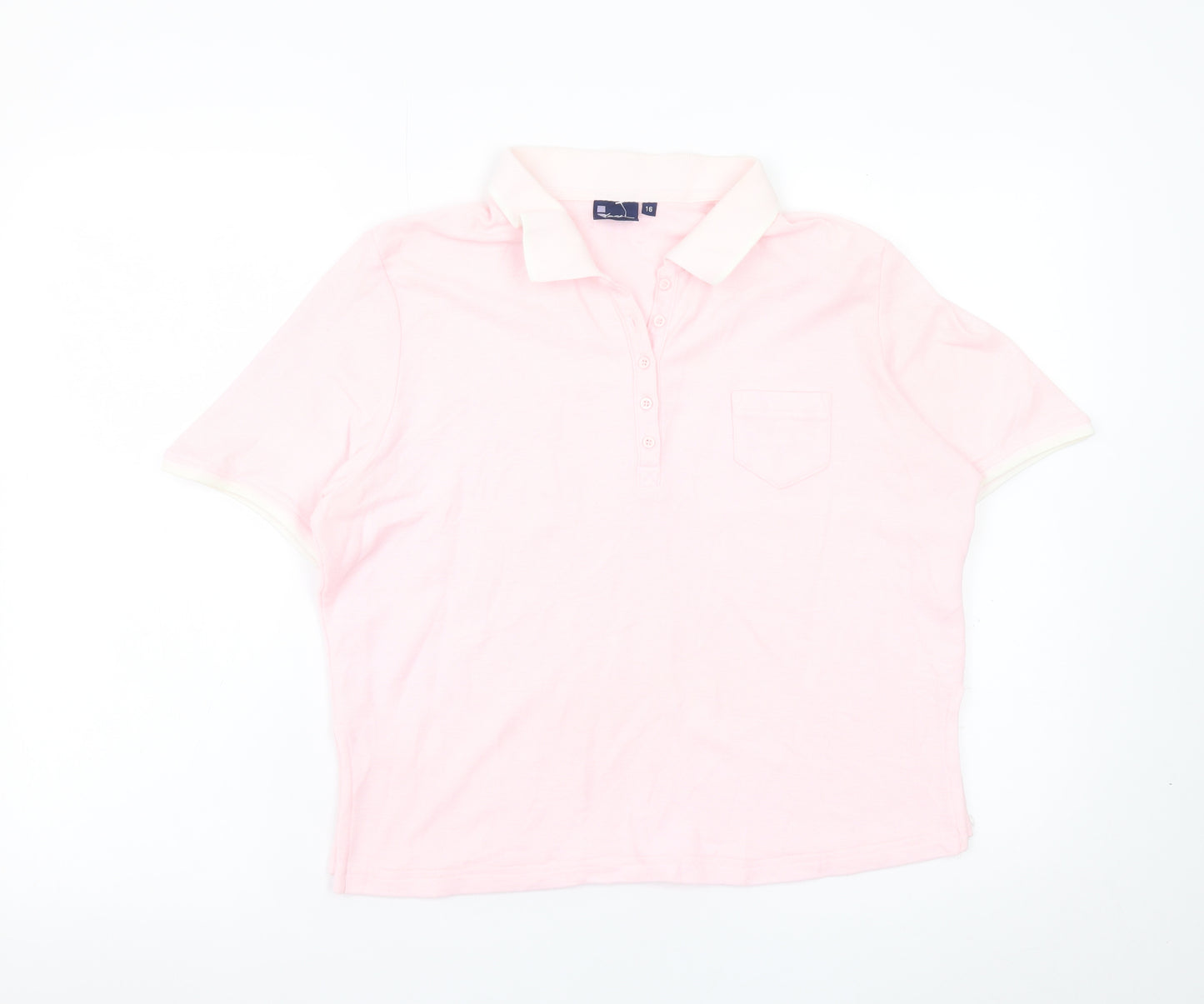 Dash Women Pink Cotton Polo Shirt Size 16 Short Sleeve Casual