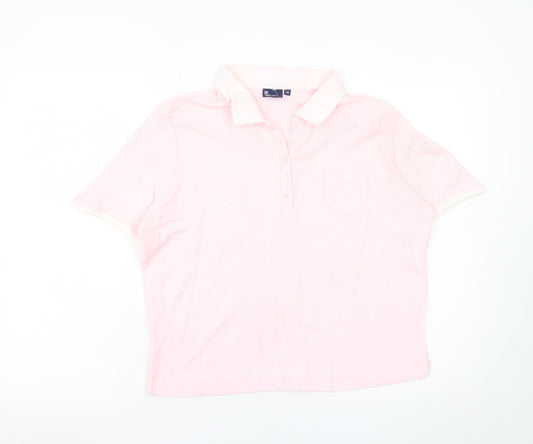 Dash Women Pink Cotton Polo Shirt Size 16 Short Sleeve Casual