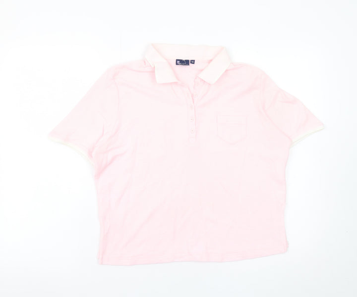 Dash Women Pink Cotton Polo Shirt Size 16 Short Sleeve Casual