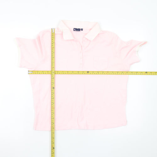 Dash Women Pink Cotton Polo Shirt Size 16 Short Sleeve Casual