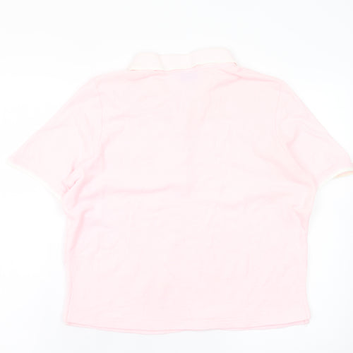 Dash Women Pink Cotton Polo Shirt Size 16 Short Sleeve Casual