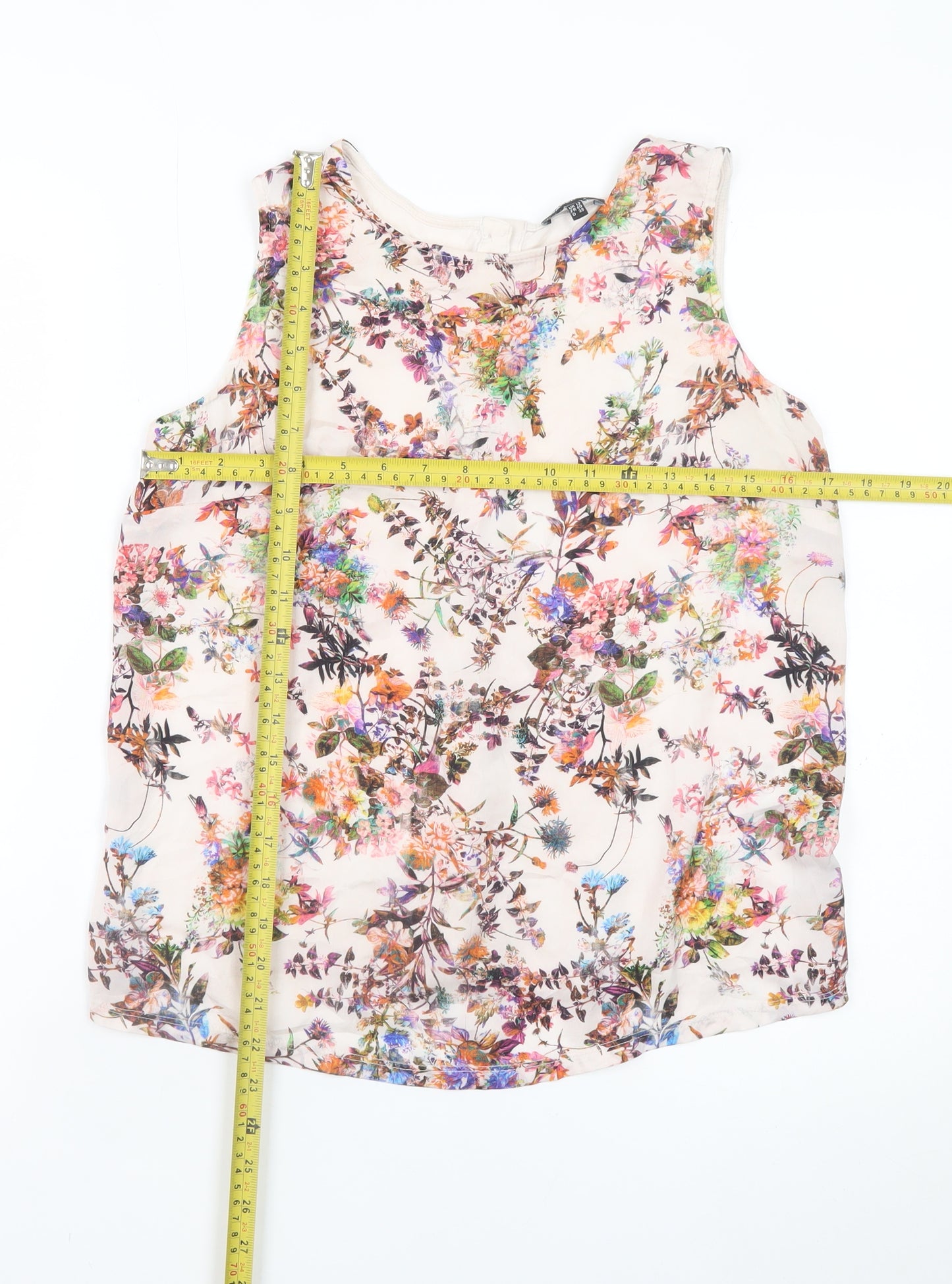 Warehouse Women’s Multicoloured Floral Sleeveless Blouse UK 12