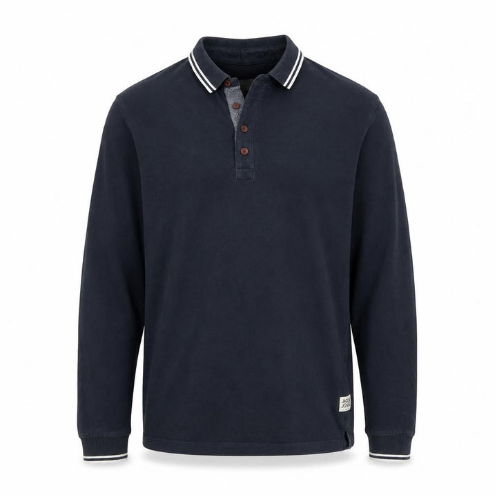 Jack & Jones Originals Men's Blue Long Sleeve Cotton Polo L