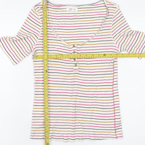 White Stuff Women's Multicoloured Striped Short Sleeve T-Shirt UK 14