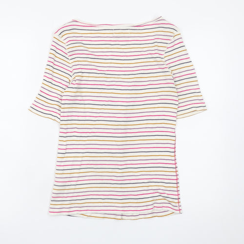 White Stuff Women's Multicoloured Striped Short Sleeve T-Shirt UK 14