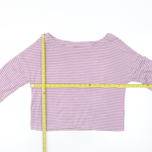 Boden Women Purple Striped Boat Neck Long Sleeve Top Size 10