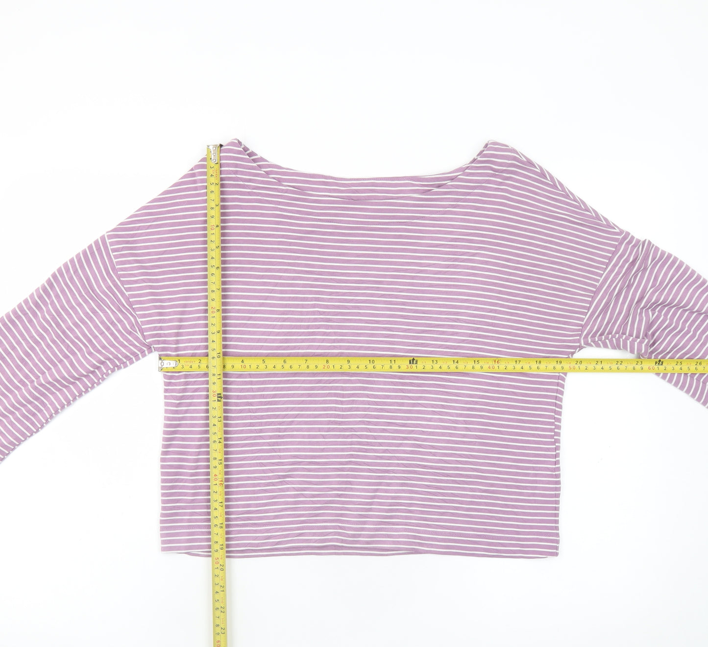 Boden Women Purple Striped Boat Neck Long Sleeve Top Size 10