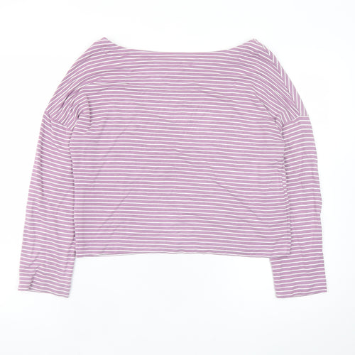 Boden Women Purple Striped Boat Neck Long Sleeve Top Size 10