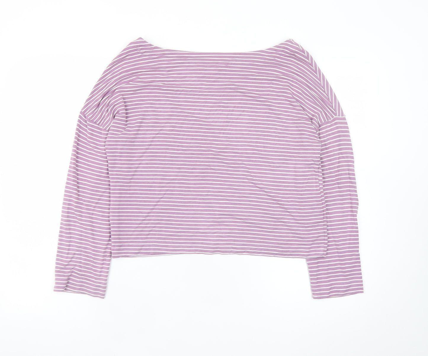 Boden Women Purple Striped Boat Neck Long Sleeve Top Size 10