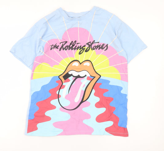Next Girls Blue Multicoloured Rolling Stones Graphic Cotton T-Shirt 9 Years