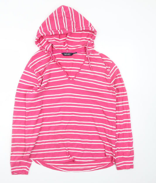 Regatta Women’s Pink Striped Cotton Pullover Hoodie UK 12