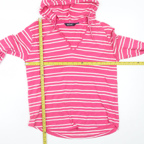 Regatta Women’s Pink Striped Cotton Pullover Hoodie UK 12