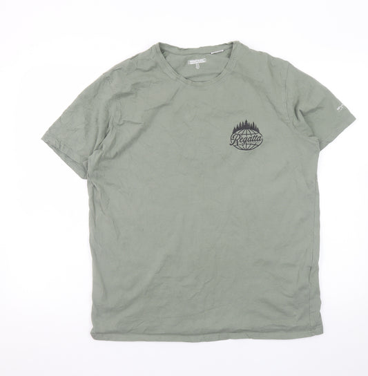 Regatta Mens Khaki Green Outdoor Graphic T-Shirt Size XL Cotton