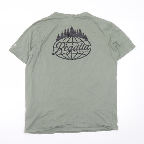 Regatta Mens Khaki Green Outdoor Graphic T-Shirt Size XL Cotton