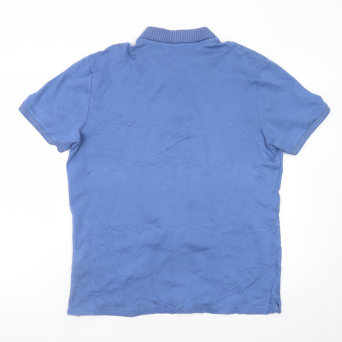 Marks and Spencer Men's Blue Cotton Short Sleeve Polo L