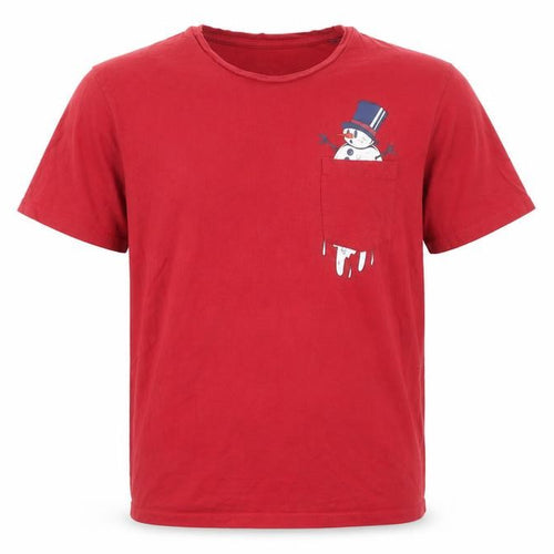 Jack & Jones Mens Red Christmas Snowman Pocket T-Shirt M