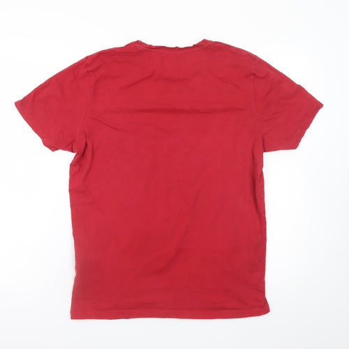 Jack & Jones Mens Red Christmas Snowman Pocket T-Shirt M