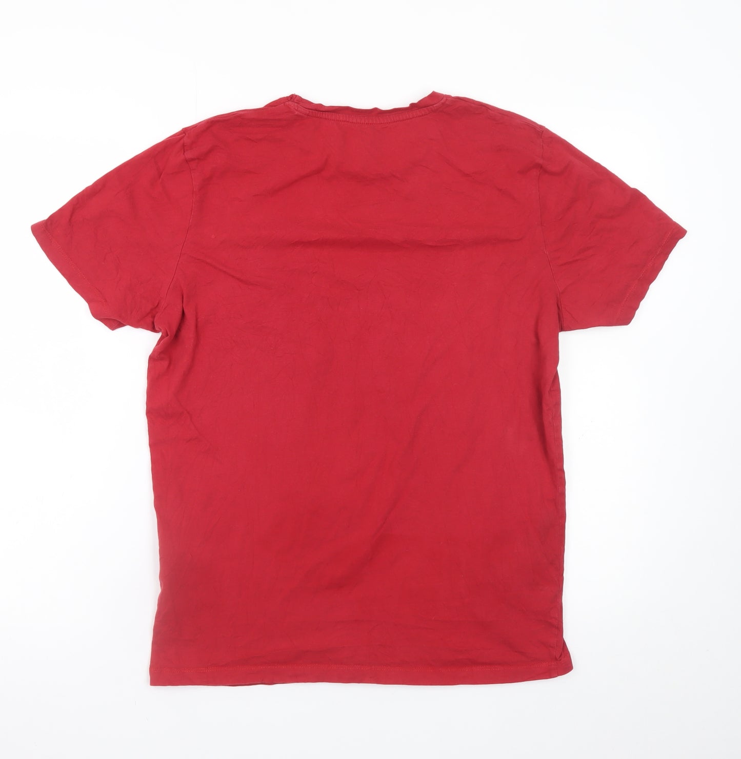 Jack & Jones Mens Red Christmas Snowman Pocket T-Shirt M