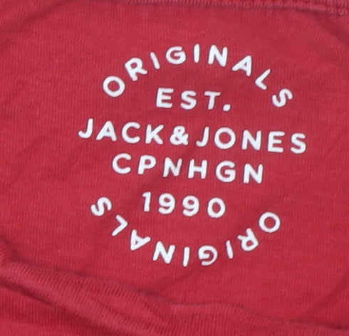 Jack & Jones Mens Red Christmas Snowman Pocket T-Shirt M