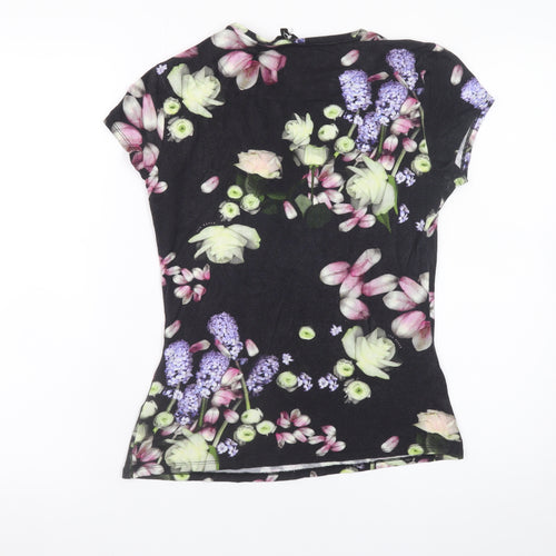 Ted Baker Women’s Black Floral Short Sleeve Slim Fit T-Shirt Size 8