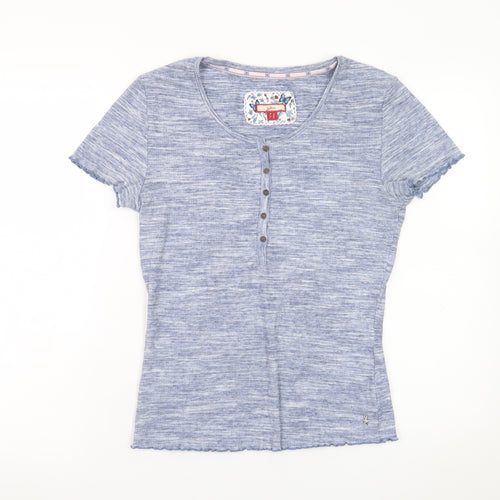 Joe Browns Womens Blue Short Sleeve Button T-Shirt Size 14