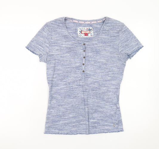 Joe Browns Womens Blue Short Sleeve Button T-Shirt Size 14