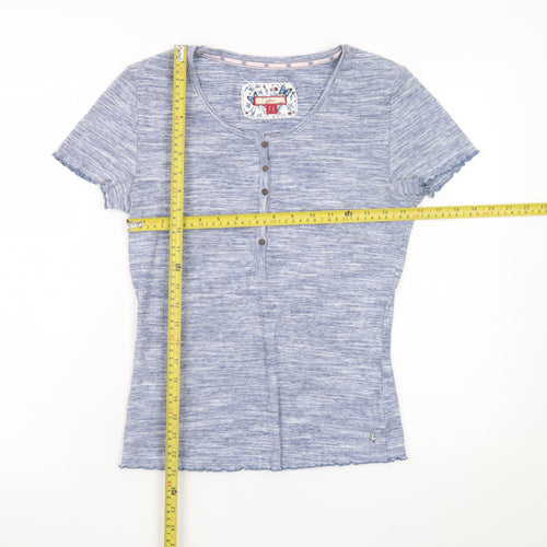 Joe Browns Womens Blue Short Sleeve Button T-Shirt Size 14