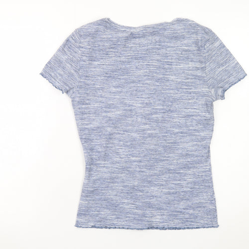 Joe Browns Womens Blue Short Sleeve Button T-Shirt Size 14