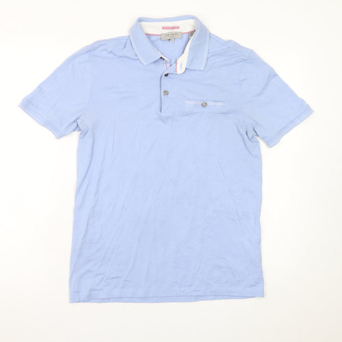 Ted Baker Men's Blue Cotton Modal Short Sleeve Polo Shirt Size M