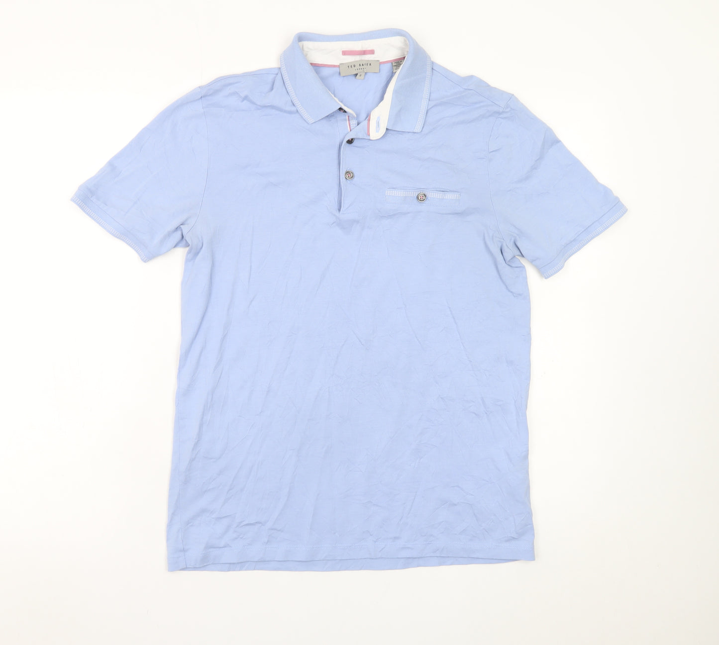 Ted Baker Men's Blue Cotton Modal Short Sleeve Polo Shirt Size M