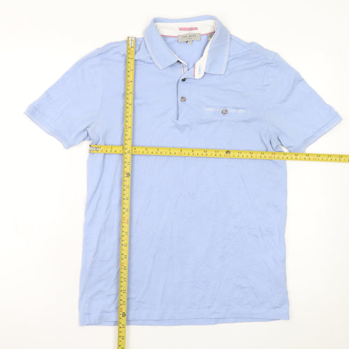 Ted Baker Men's Blue Cotton Modal Short Sleeve Polo Shirt Size M