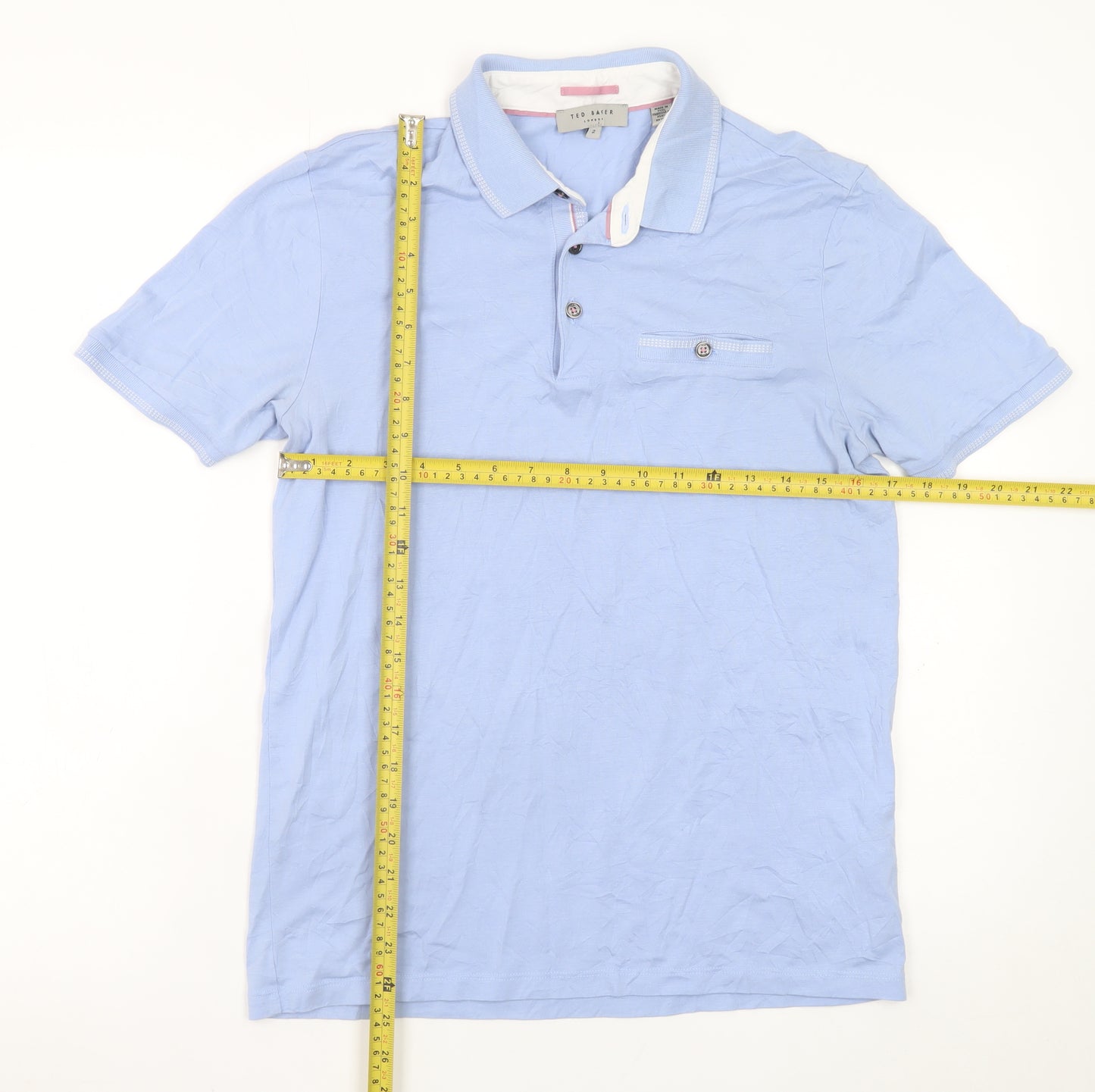 Ted Baker Men's Blue Cotton Modal Short Sleeve Polo Shirt Size M