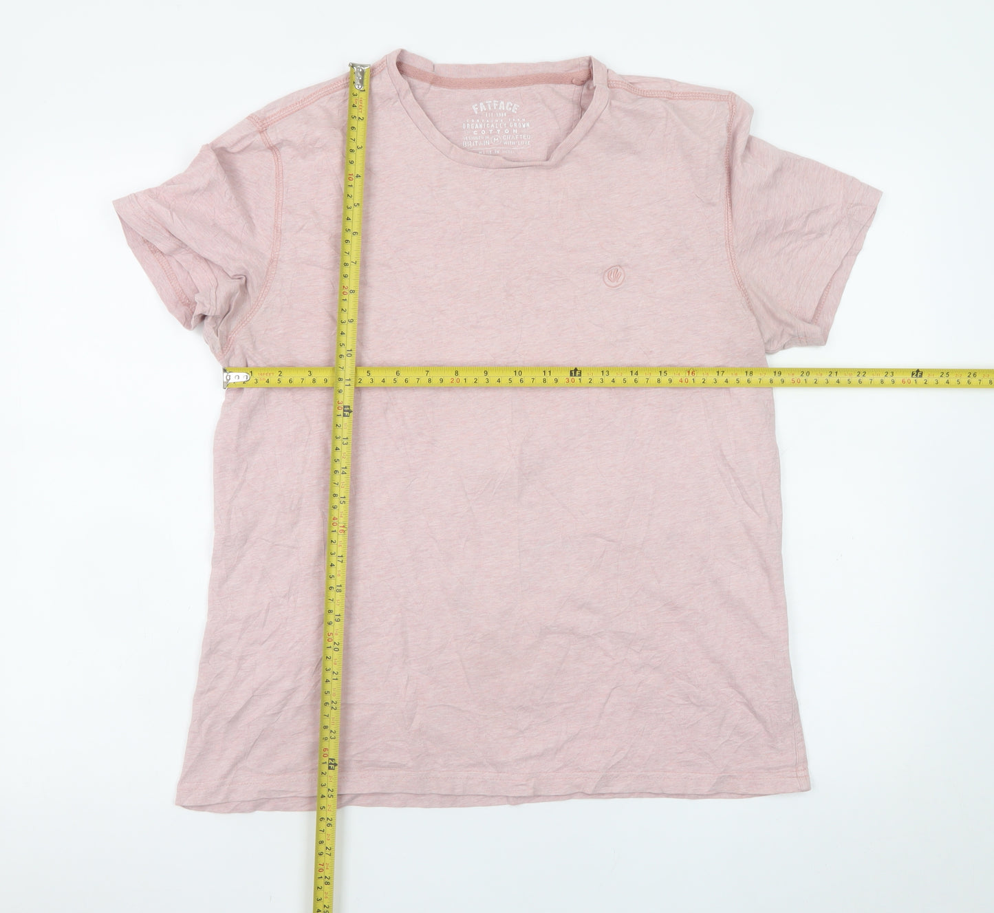 FatFace Men's Pink Organic Cotton Crew Neck T-Shirt Size M
