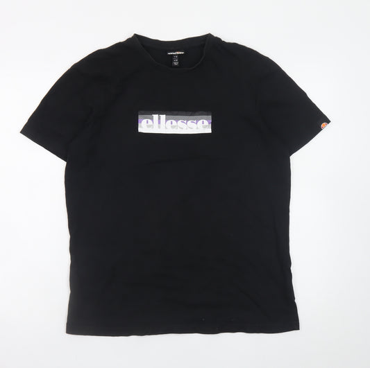 Ellesse Men's Black Medium Graphic Logo Cotton T-Shirt