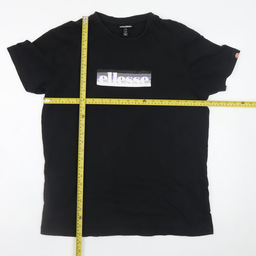 Ellesse Men's Black Medium Graphic Logo Cotton T-Shirt