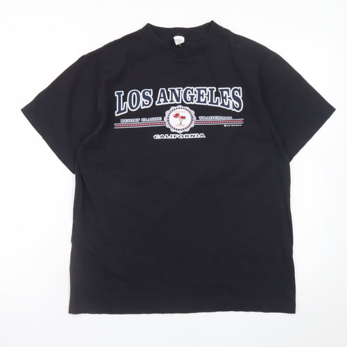 MiShi Men's Black Los Angeles California Graphic Cotton T-Shirt Size M
