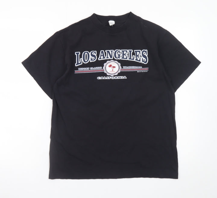 MiShi Men's Black Los Angeles California Graphic Cotton T-Shirt Size M