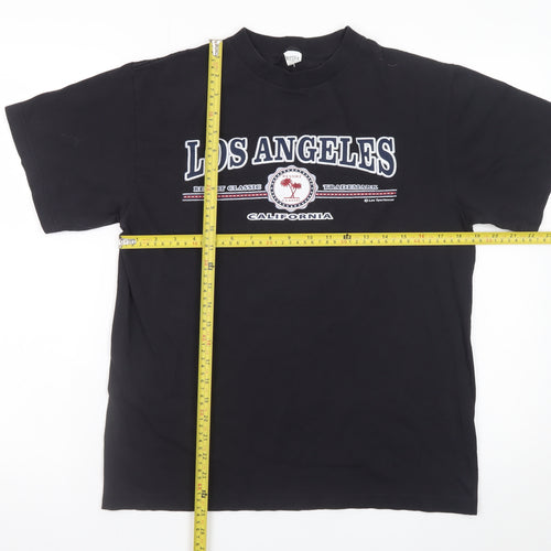MiShi Men's Black Los Angeles California Graphic Cotton T-Shirt Size M