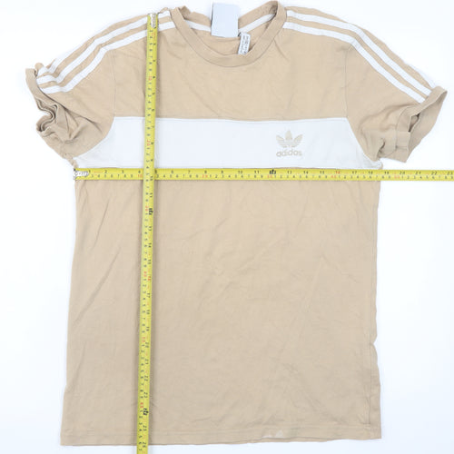 adidas Men's Beige Colourblock Crew Neck Short Sleeve T-Shirt M