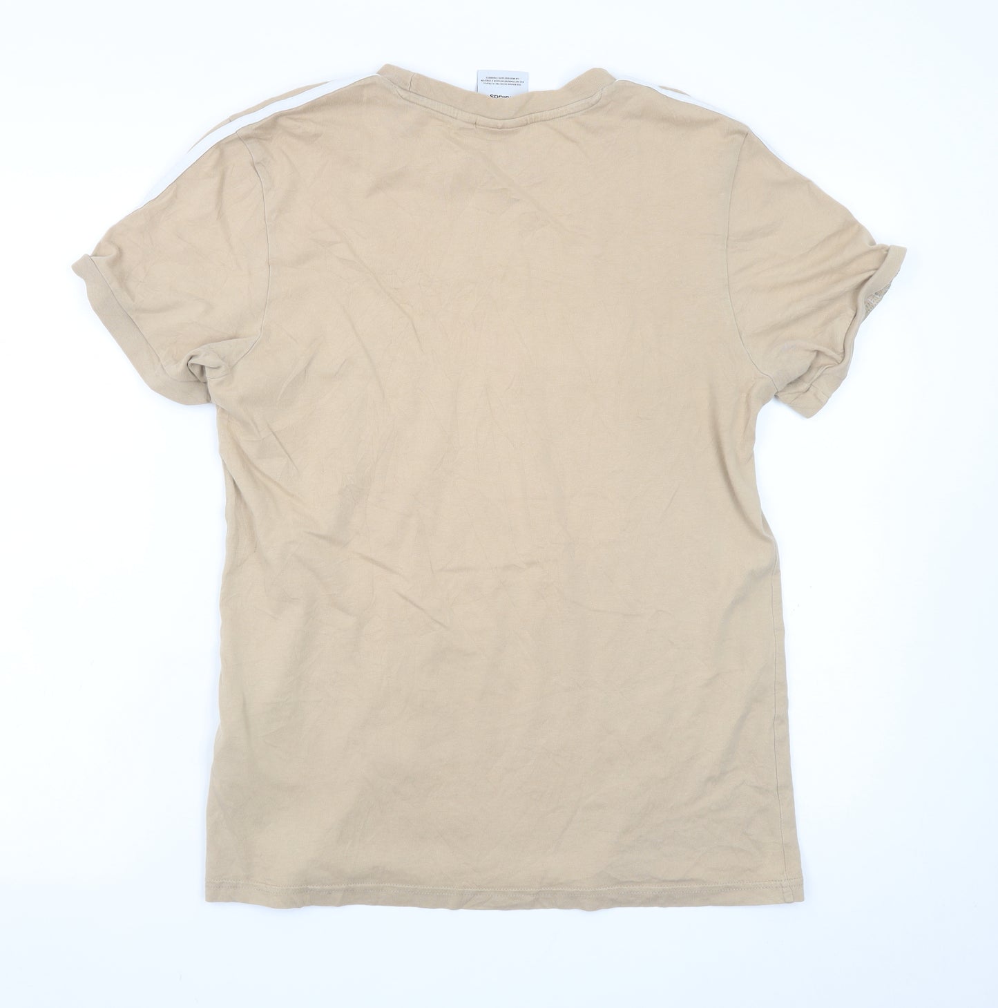 adidas Men's Beige Colourblock Crew Neck Short Sleeve T-Shirt M