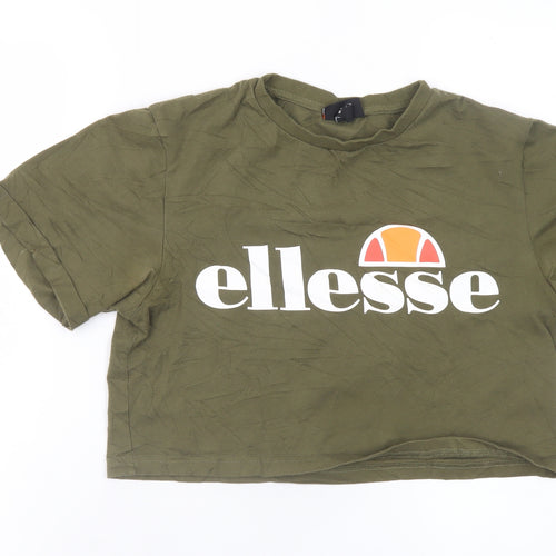 Ellesse Women’s Green Cropped Logo T-Shirt Size 8 Short Sleeve
