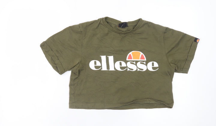 Ellesse Women’s Green Cropped Logo T-Shirt Size 8 Short Sleeve