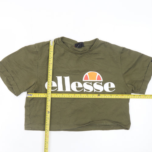 Ellesse Women’s Green Cropped Logo T-Shirt Size 8 Short Sleeve