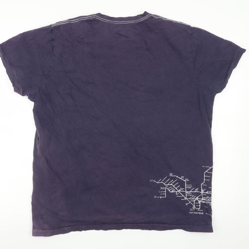 Cottonfield Men's Purple Barcelona Graphic V-Neck T-Shirt XL