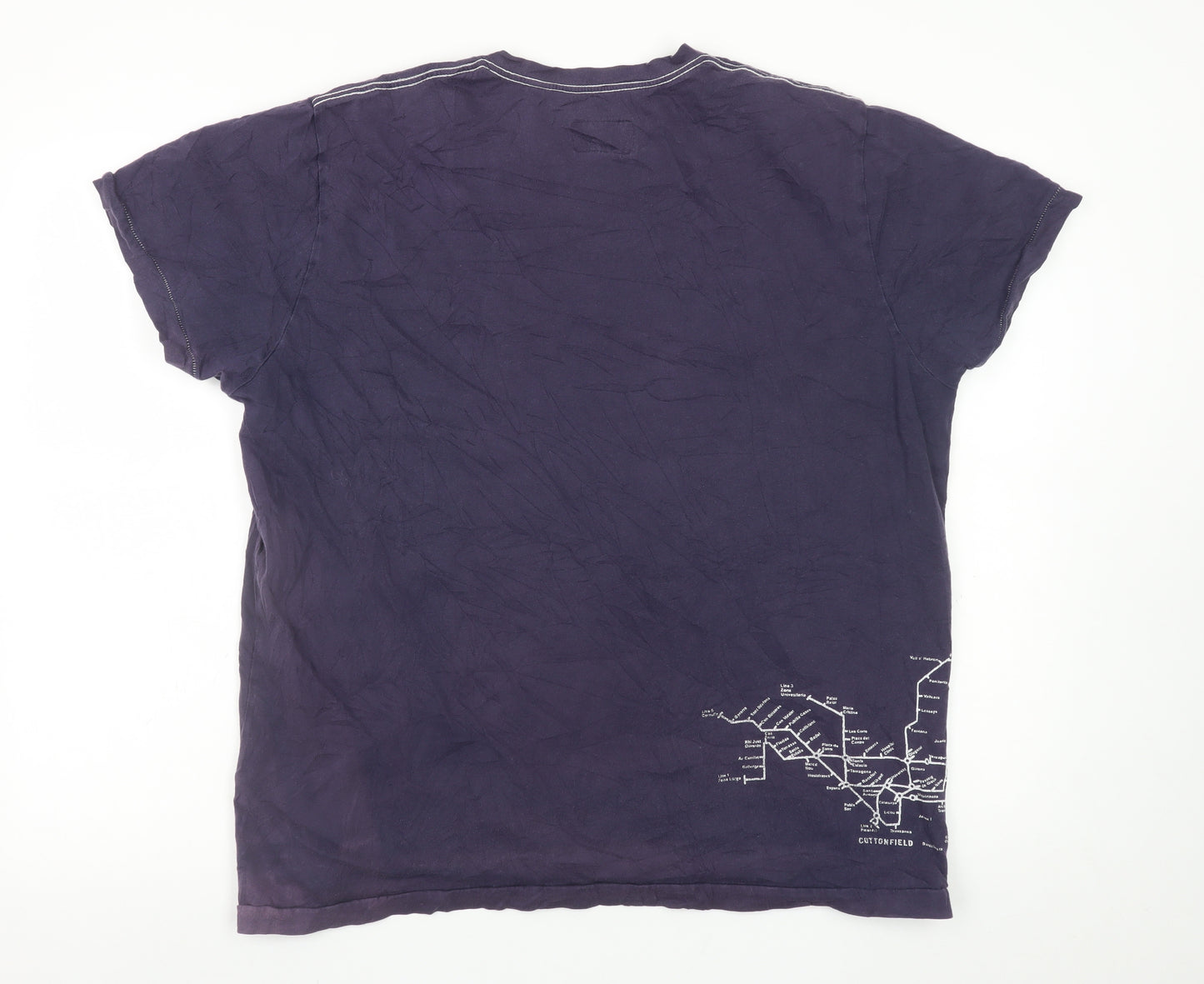 Cottonfield Men's Purple Barcelona Graphic V-Neck T-Shirt XL