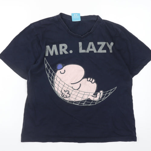 TU Men’s Blue Mr Lazy Graphic Cotton T-Shirt Size Small