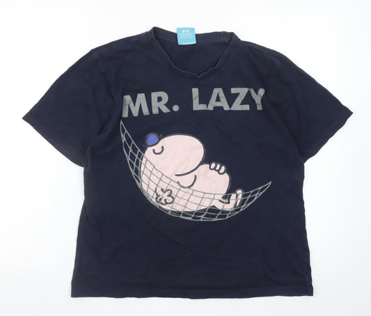 TU Men’s Blue Mr Lazy Graphic Cotton T-Shirt Size Small